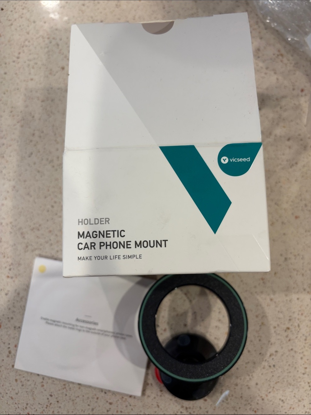 Vicseed Magnetic Car Phone Mount - White & Teal Packaging
